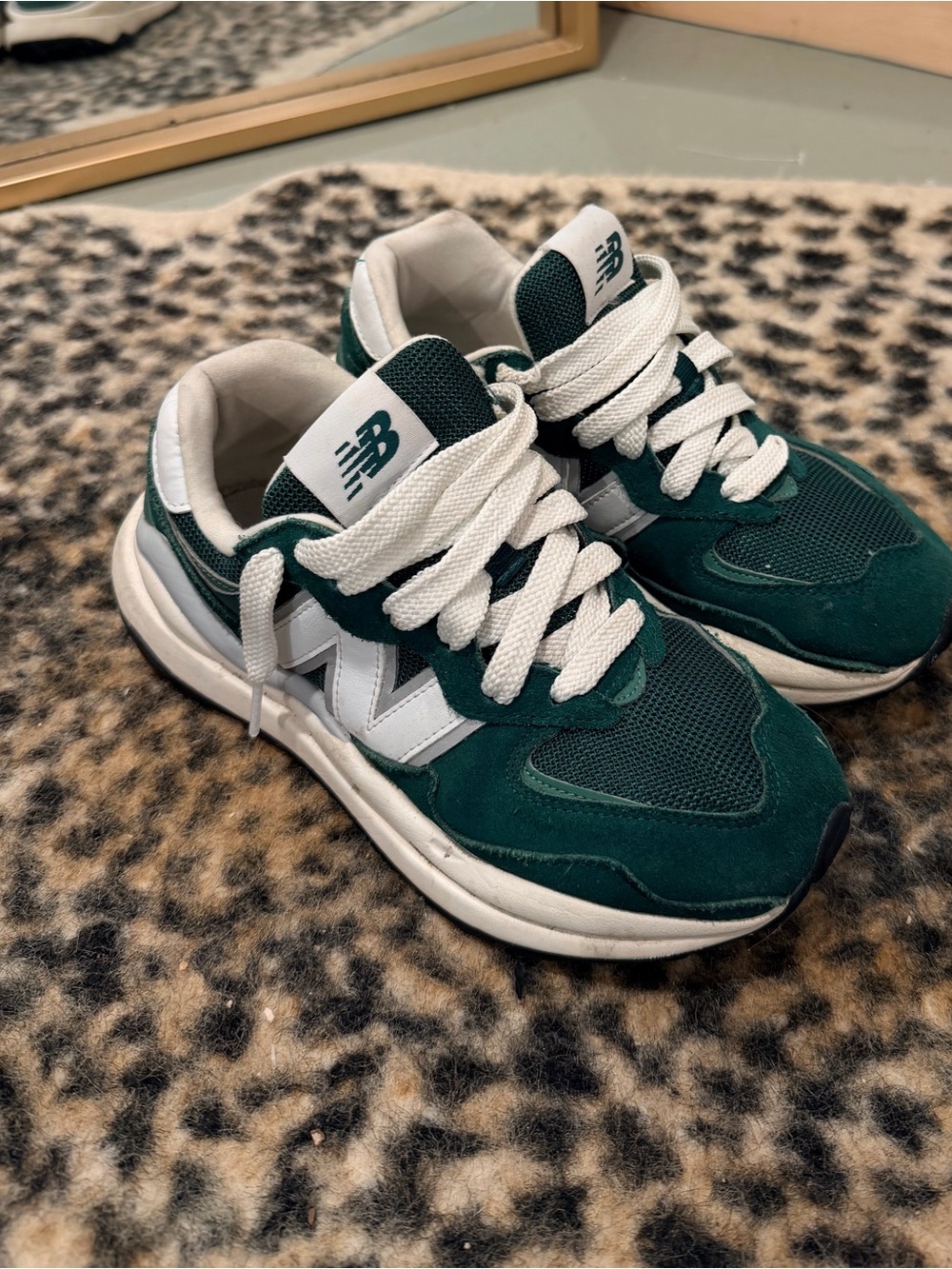 New Balance Kids Dark Green & White Lace-Up Sneakers